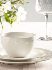 White Embossed Heart 12 Piece Dinner Set - Image 2 of 4