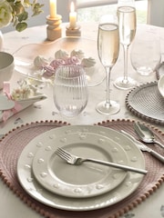 White Embossed Heart 12 Piece Dinner Set - Image 3 of 4