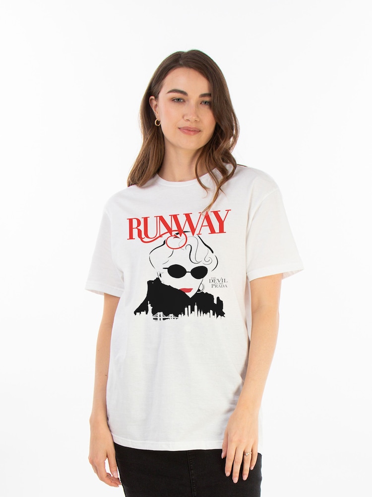 Brands In White Disney Devil Wears Prada Runway Boyfriend Fit T-Shirt - Image 1 of 4