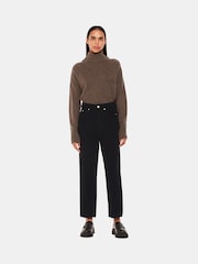 Whistles Black High Waist Corduroy Barrel Straight 100% Cotton Jeans - Image 1 of 5