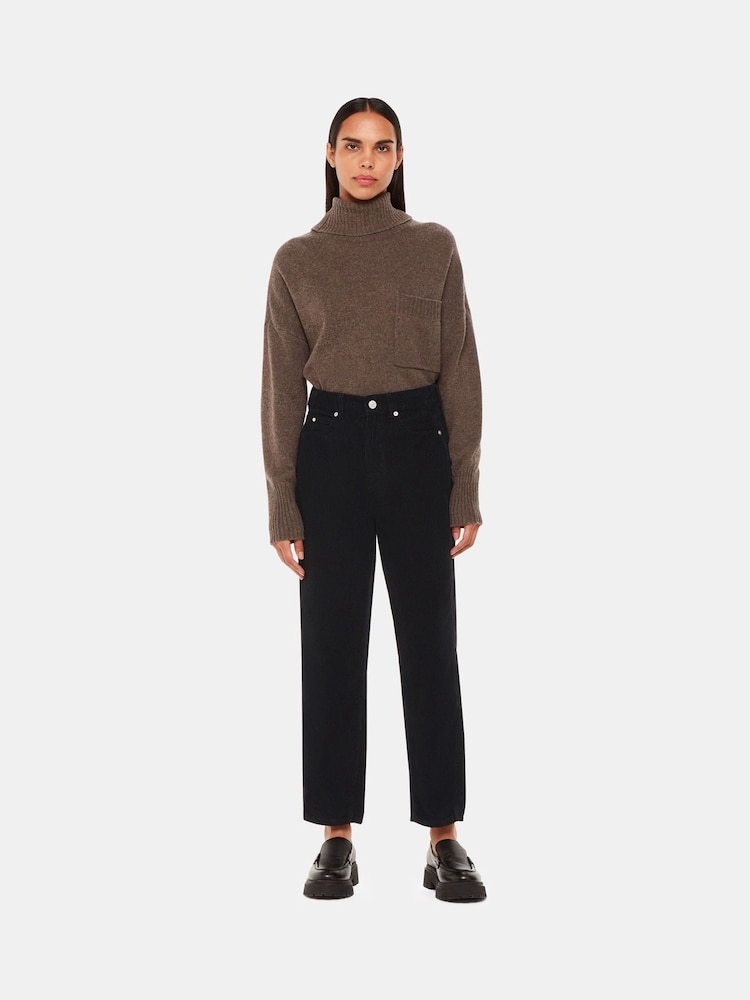 Whistles Black High Waist Corduroy Barrel Straight 100% Cotton Jeans - Image 1 of 5