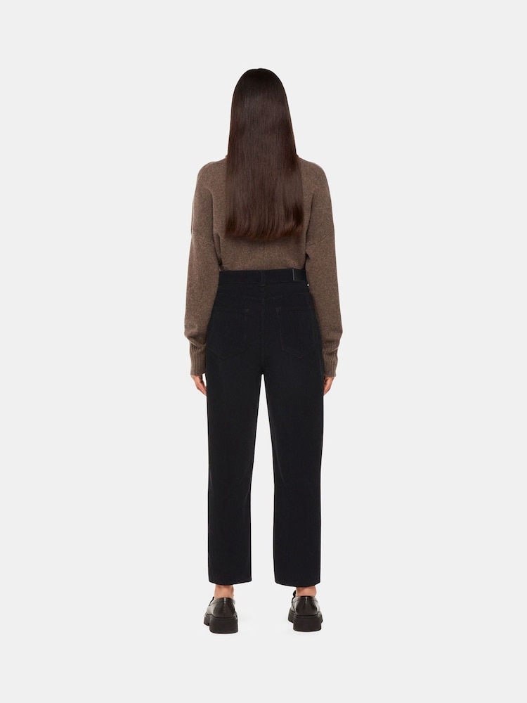 Whistles Black High Waist Corduroy Barrel Straight 100% Cotton Jeans - Image 2 of 5
