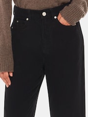 Whistles Black High Waist Corduroy Barrel Straight 100% Cotton Jeans - Image 3 of 5