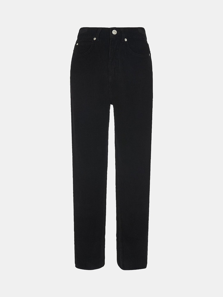 Whistles Black High Waist Corduroy Barrel Straight 100% Cotton Jeans - Image 5 of 5