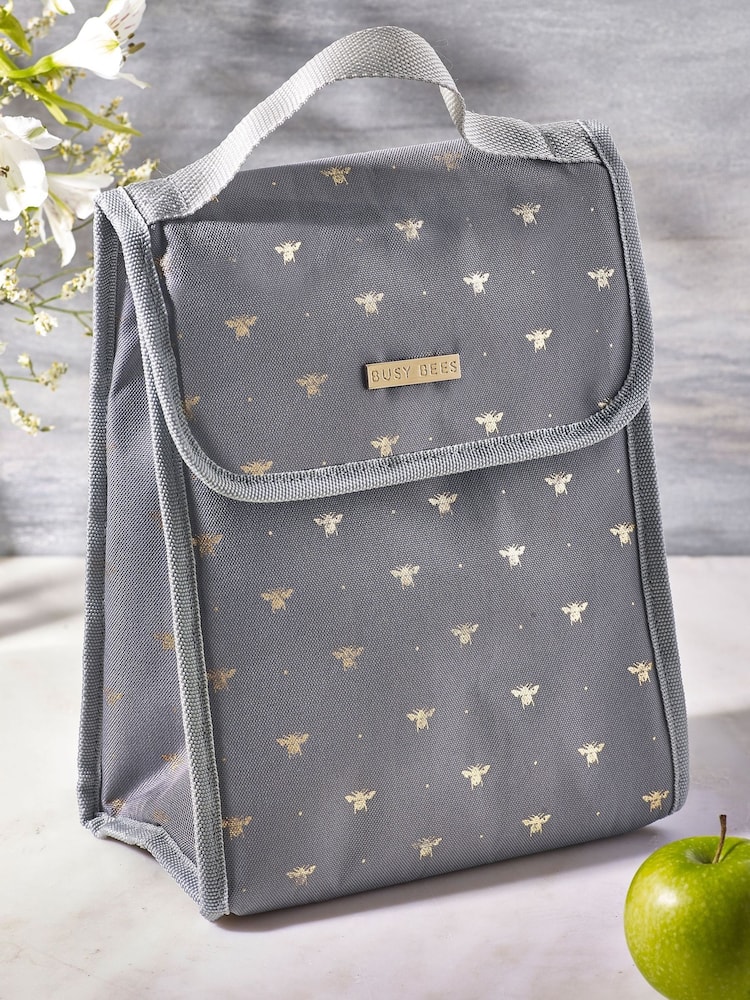 Grey Bee Print Lunch Bag - Image 1 of 4