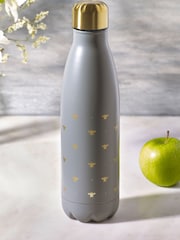 Grey Bee Print 500ml Stainless Steel Water Bottle - Image 1 of 2