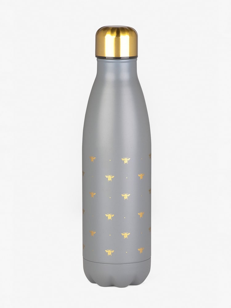 Grey Bee Print 500ml Stainless Steel Water Bottle - Image 2 of 2