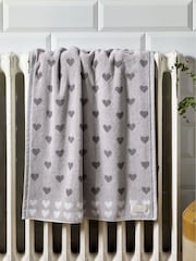 Grey Hearts 100% Cotton Towel - Image 1 of 4