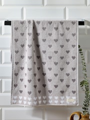 Grey Hearts 100% Cotton Towel - Image 3 of 4