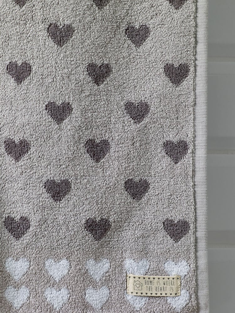 Grey Hearts 100% Cotton Towel - Image 4 of 4