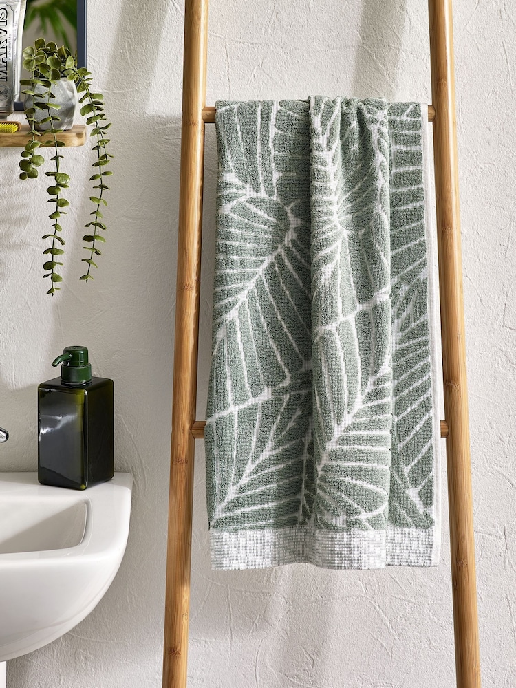 Handtuch mit Blatt 100 % Baumwolle - Bild 1 von 5
