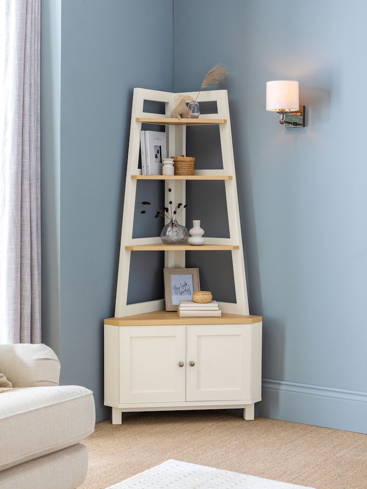 Cream Malvern Oak Effect Corner Shelf - Image 1 of 5