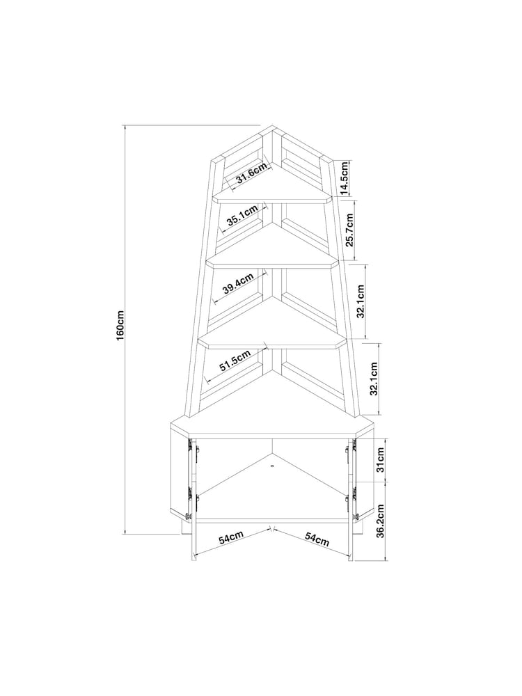 Dove Grey Malvern Oak Effect Corner Shelf - Image 8 of 8