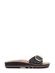 Jones Bootmaker Black South Beach Ladies Buckle Mule Sandals - Image 1 of 5
