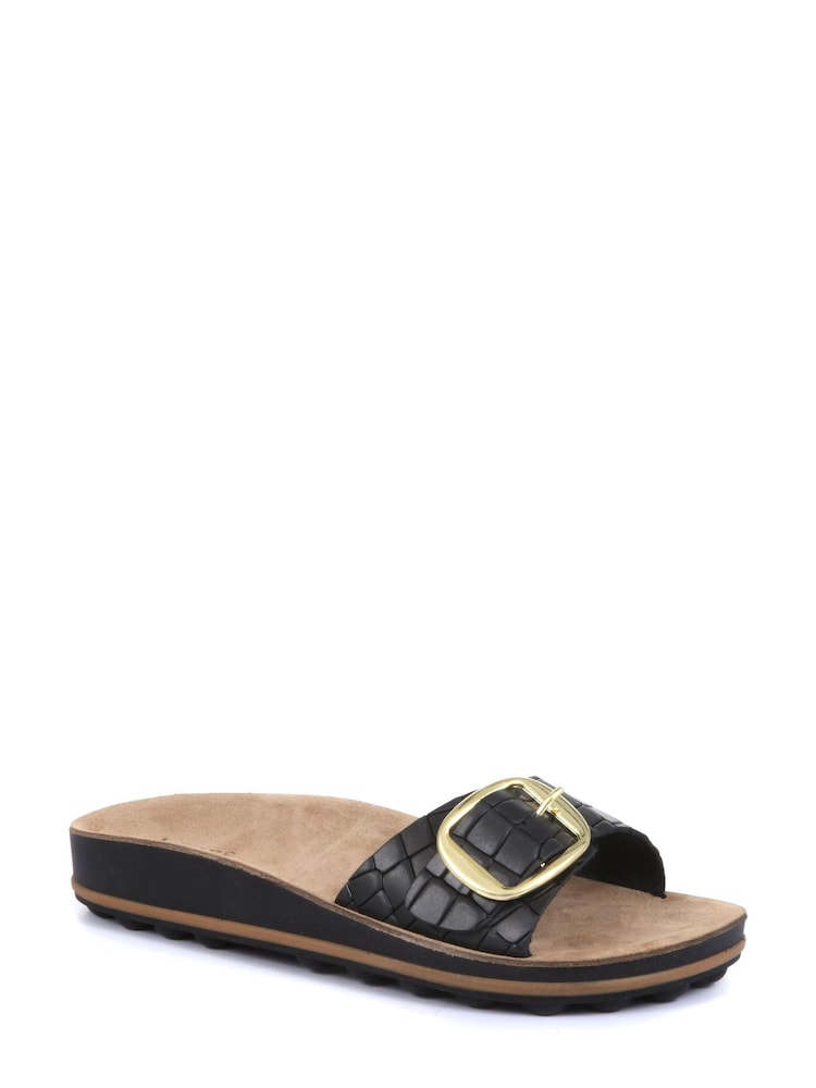 Jones Bootmaker Black South Beach Ladies Buckle Mule Sandals - Image 2 of 5