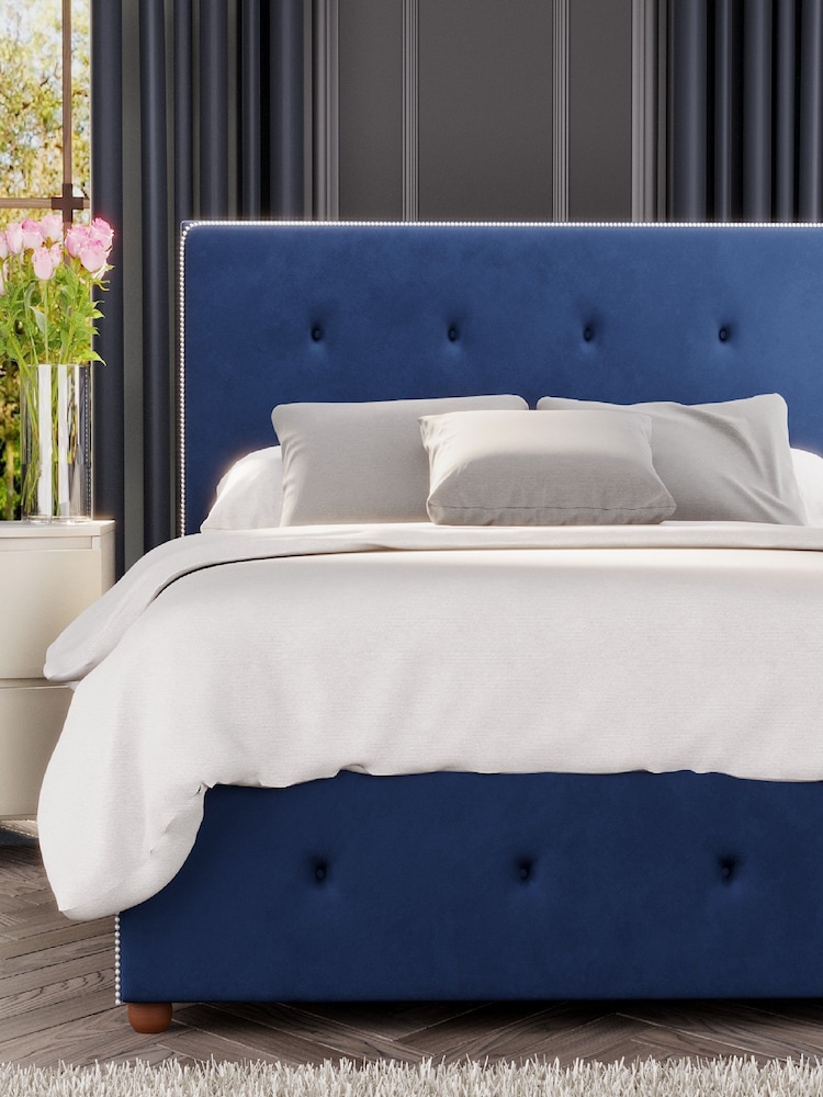 Laurence Llewelyn-Bowen Navy Blue Hesper End Lift Ottoman Storage Bed - Image 4 of 5