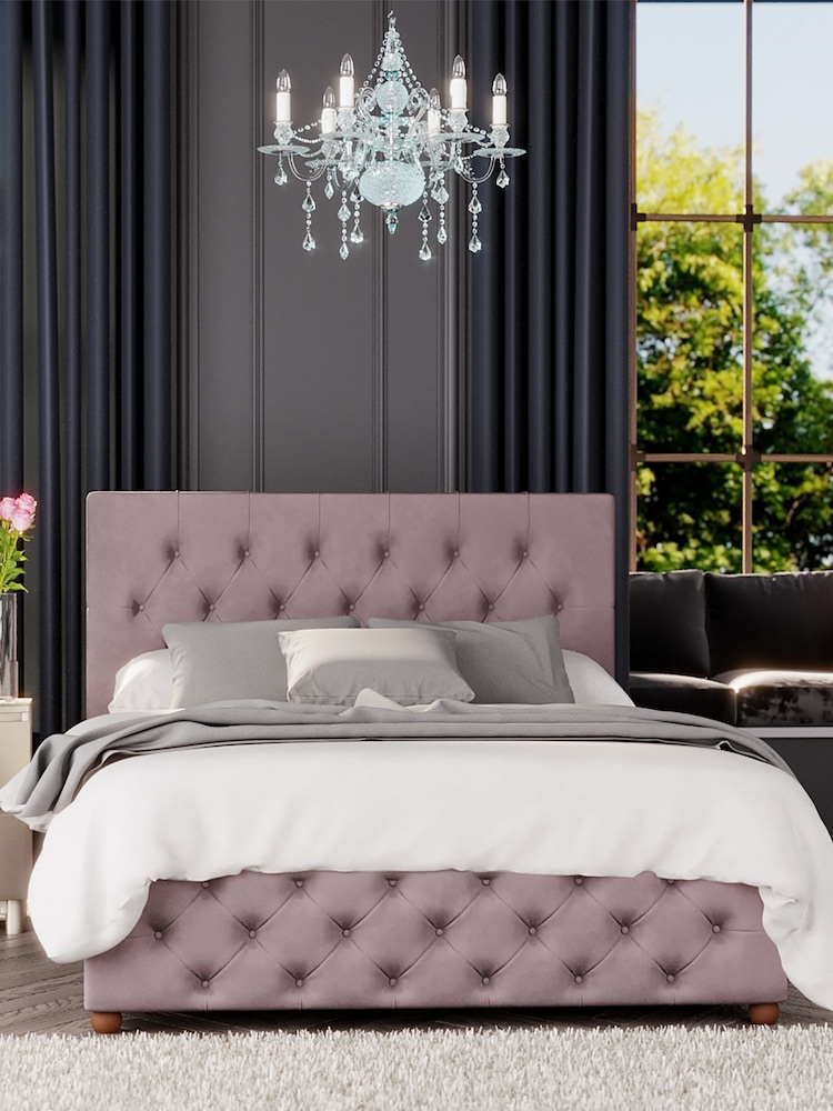 Laurence Llewelyn-Bowen Blush Pink Luna End Lift Ottoman Storage Bed - Image 1 of 5
