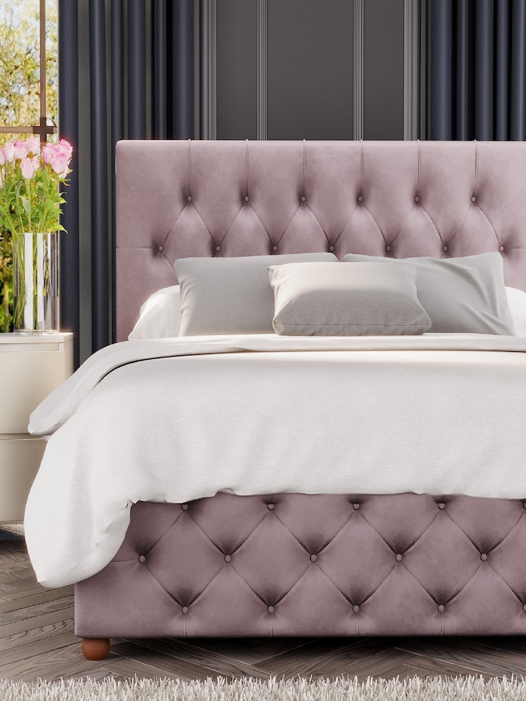 Laurence Llewelyn-Bowen Blush Pink Luna End Lift Ottoman Storage Bed - Image 4 of 5