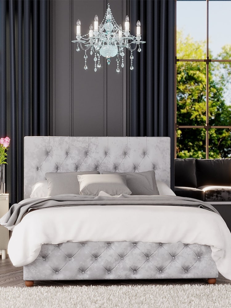 Laurence Llewelyn-Bowen Silver Luna End Lift Ottoman Storage Bed - Image 1 of 5