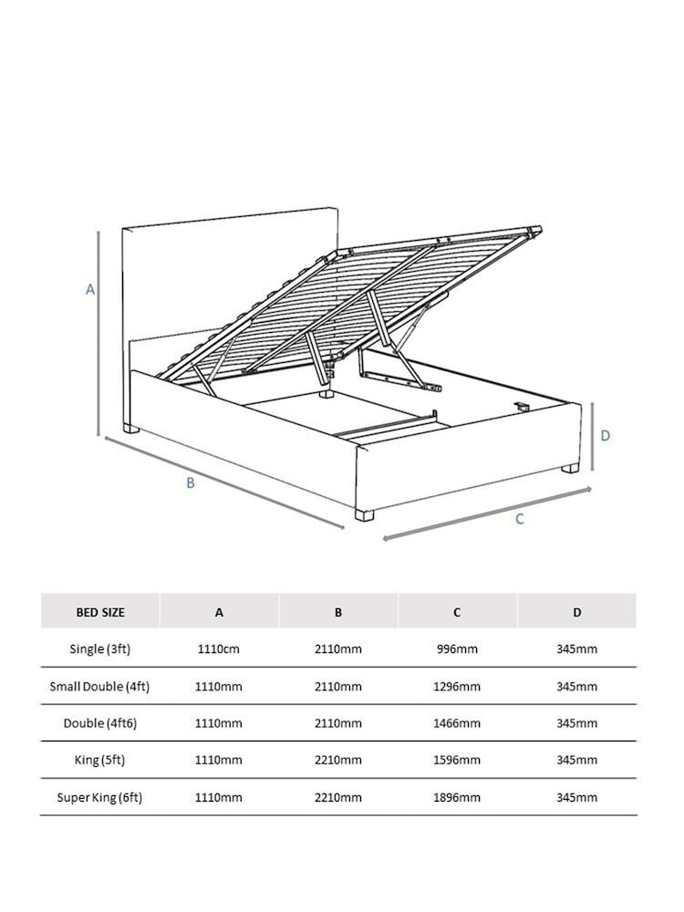 Laurence Llewelyn-Bowen Silver Luna End Lift Ottoman Storage Bed - Image 5 of 5