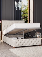 Laurence Llewelyn-Bowen Pearl White Luna End Lift Ottoman Storage Bed - Image 2 of 5