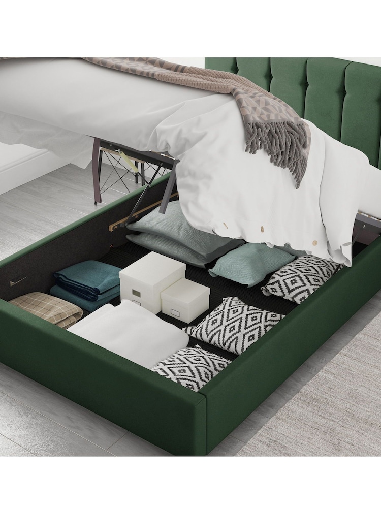 Aspire Furniture Green Hepburn End Lift Ottoman Storage Bed - Image 2 of 6