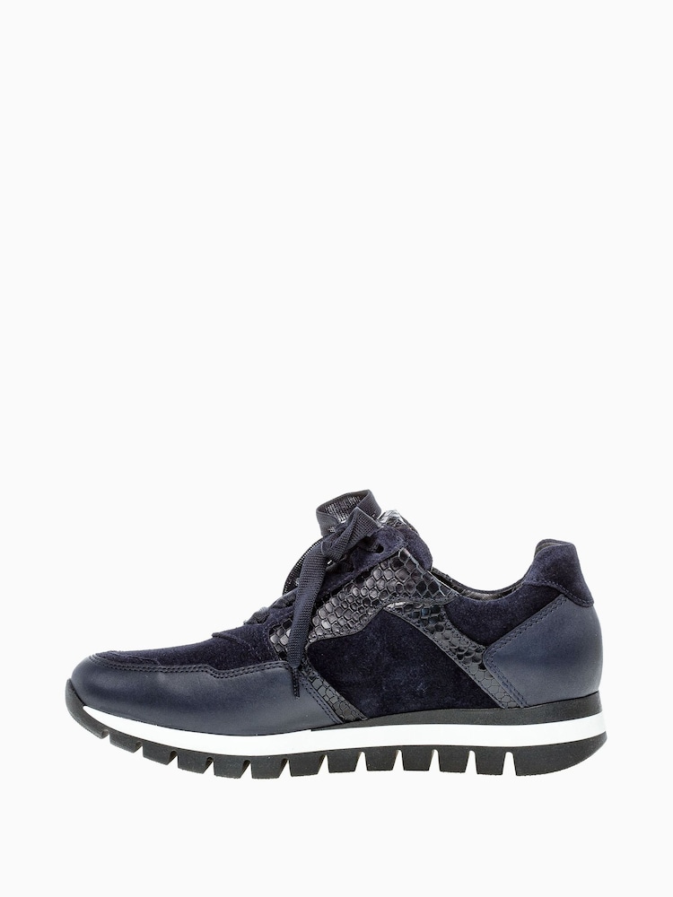 Gabor Blue Willett Marine Suede Trainers - Image 2 of 5