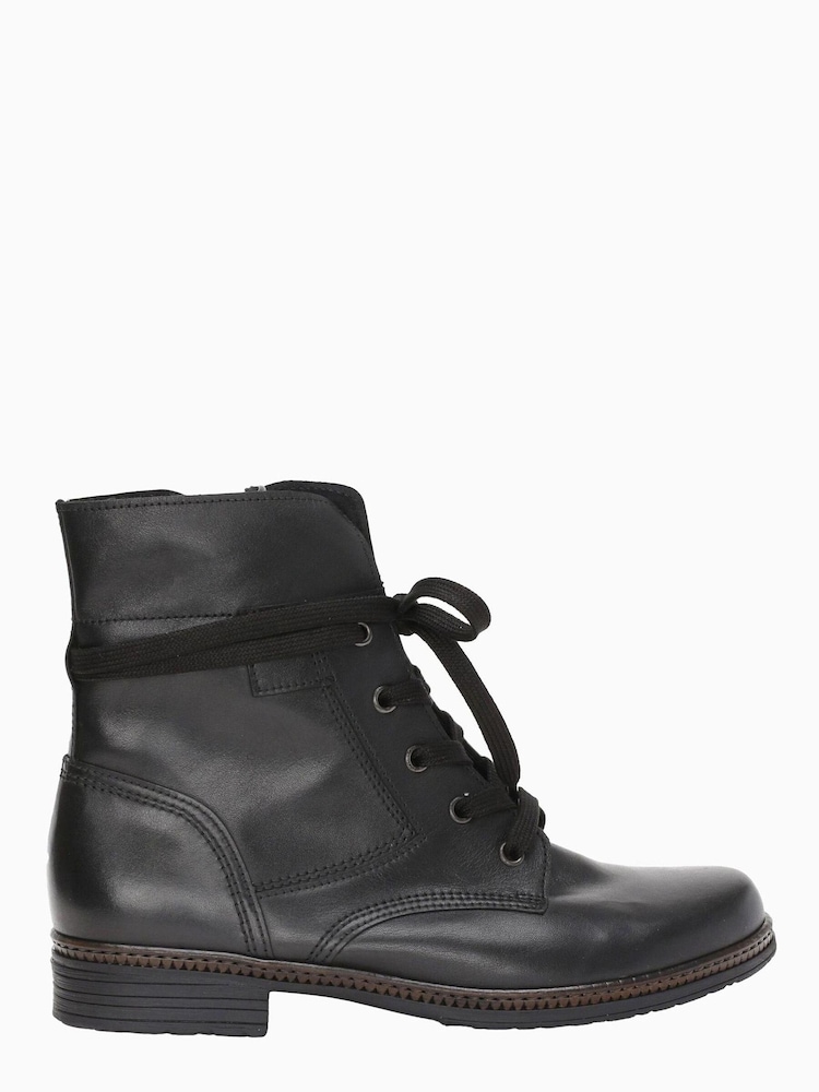 Gabor Nerissa Black Leather Ankle Boots - Image 1 of 5 Gabor Nerissa Black Leather Ankle Boots - Image 1 of 5