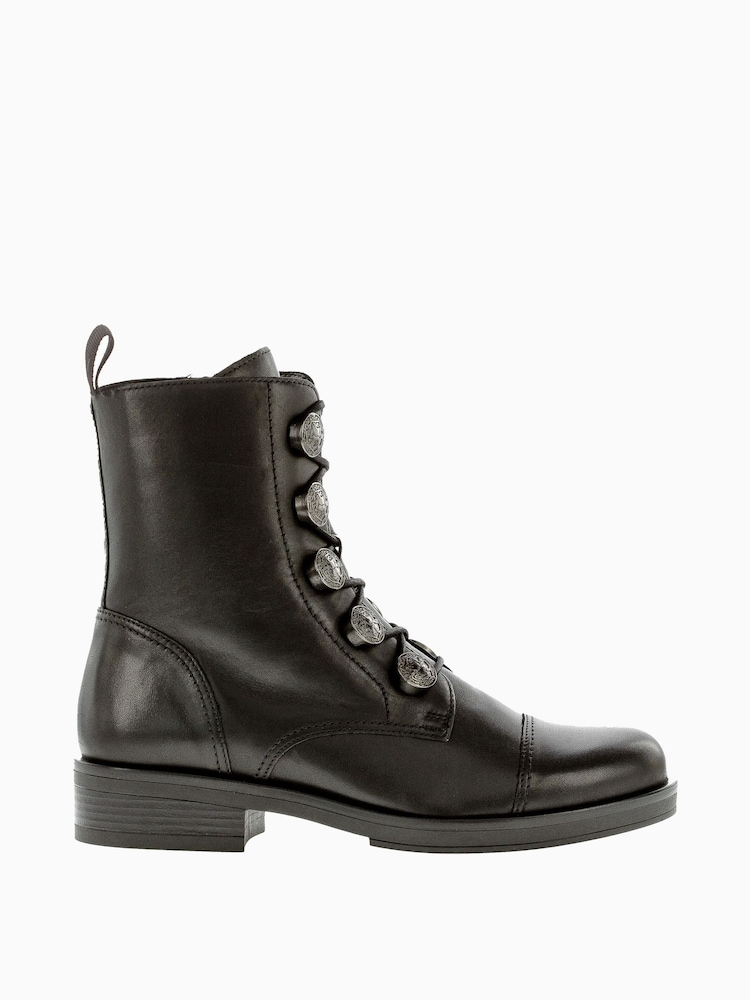 Gabor Black Lady Military Ankle Boots - Image 1 of 5
