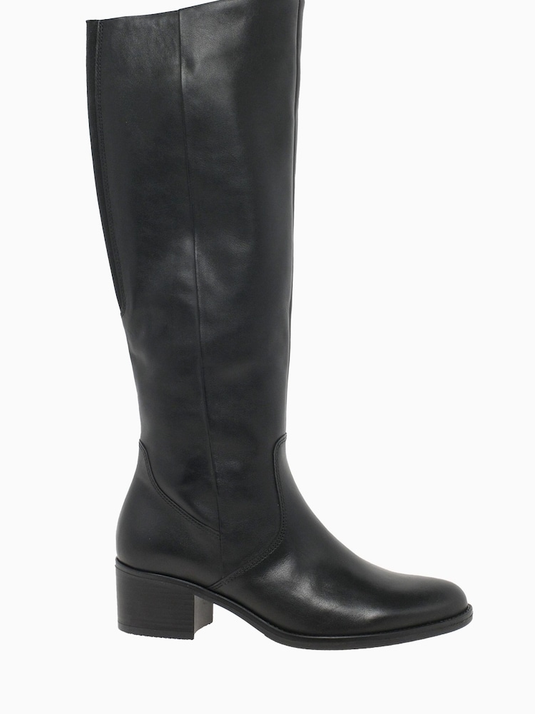 Gabor Black Isla Medim Calf Fit Leather Long Boots - Image 1 of 4