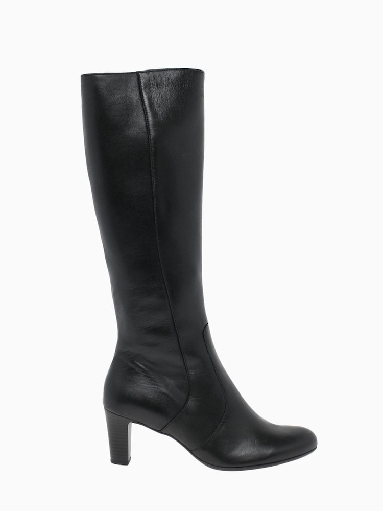 Gabor Black Maybe Slim Fit Long Leather Boots - Image 1 of 5 Gabor Black Maybe Slim Fit Long Leather Boots - Image 1 of 5