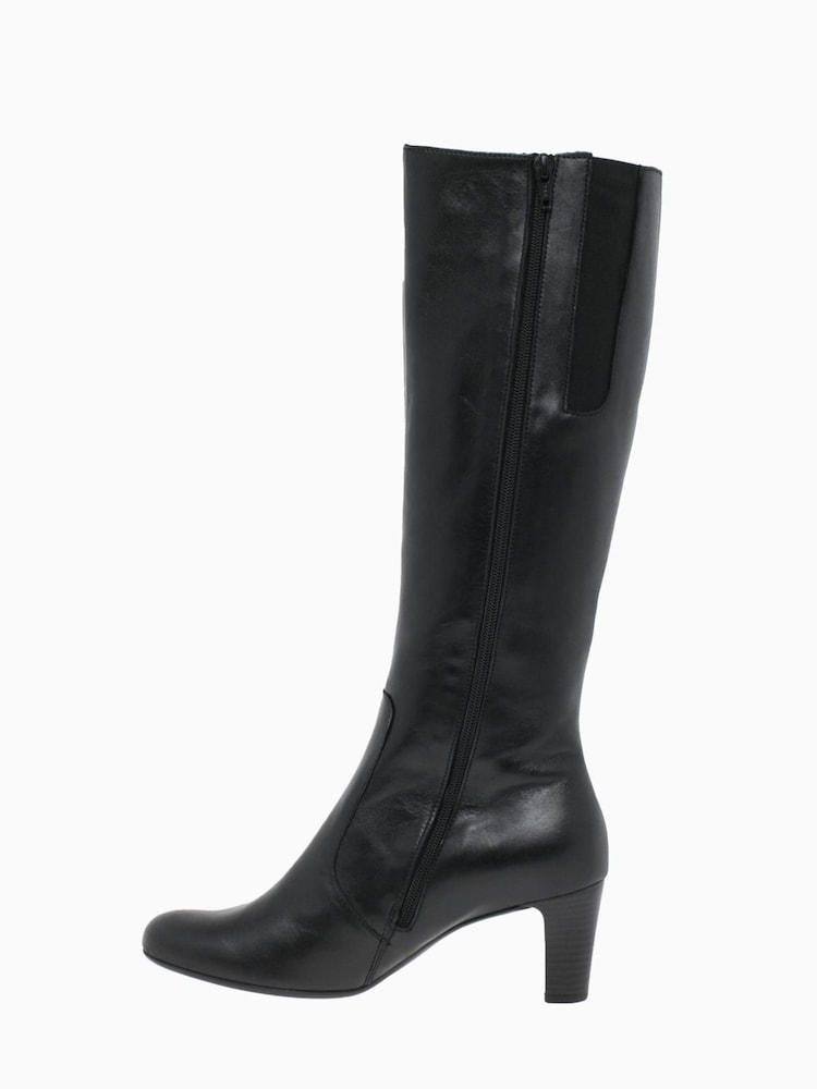 Gabor Black Maybe Slim Fit Long Leather Boots - Image 2 of 5 Gabor Black Maybe Slim Fit Long Leather Boots - Image 2 of 5