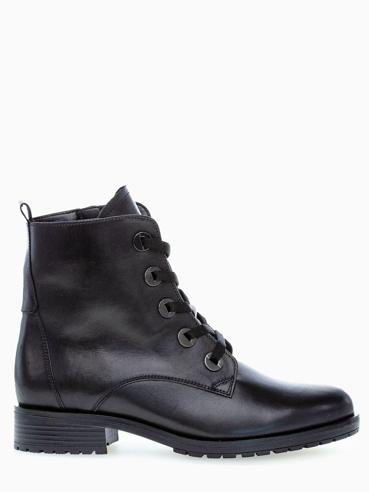 Gabor Prissie Black Leather Ankle Boots - Image 1 of 5