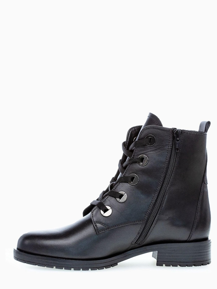 Gabor Prissie Black Leather Ankle Boots - Image 2 of 5