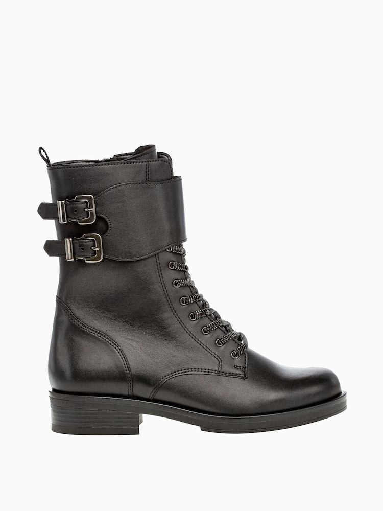 Gabor Hind Black Leather Biker Boots - Image 1 of 6