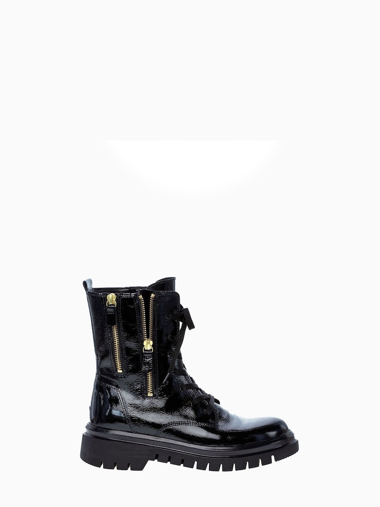 Gabor Cottage Black Leather Biker/Combat Boots - Image 1 of 5