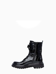 Gabor Cottage Black Leather Biker/Combat Boots - Image 2 of 5