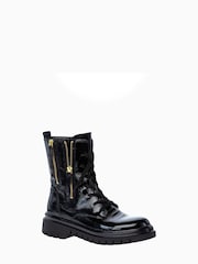 Gabor Cottage Black Leather Biker/Combat Boots - Image 3 of 5