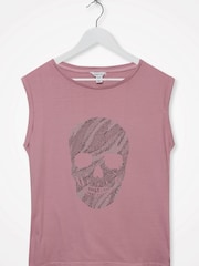 Sonder Studio Trägertop mit Strass-Totenkopf, Pink - Bild 2 von 4