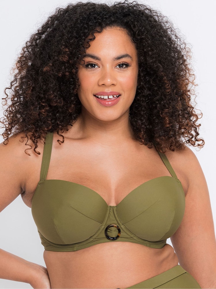 Grün - Curvy Kate Retro Sun Gepolstertes Balconette-Bikinioberteil, Olivgrün - Bild 1 von 5 Grün - Curvy Kate Retro Sun Gepolstertes Balconette-Bikinioberteil, Olivgrün - Bild 1 von 5