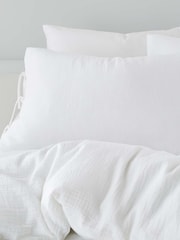 Pineapple Elephant White Afra Cotton Muslin Duvet Cover and Pillowcase Set - Image 2 of 4
