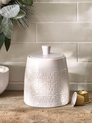 Natural Tile Embossed Ceramic Storage Jar - Image 1 of 3