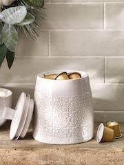 Natural Tile Embossed Ceramic Storage Jar - Image 2 of 3