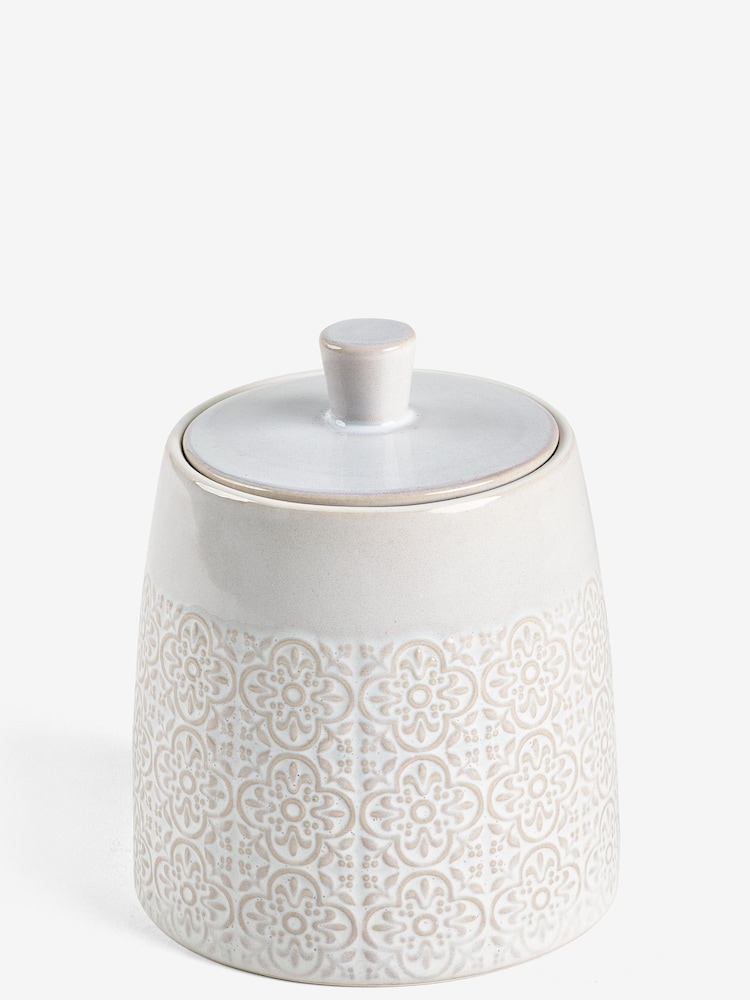 Natural Tile Embossed Ceramic Storage Jar - Image 3 of 3