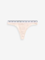 Navy/ Pink Spot Thong Cotton Rich Logo Knickers 4 Pack - Image 5 of 8