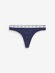 Navy/ Pink Spot Thong Cotton Rich Logo Knickers 4 Pack - Image 7 of 8