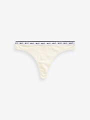 Navy/ Pink Spot Thong Cotton Rich Logo Knickers 4 Pack - Image 8 of 8