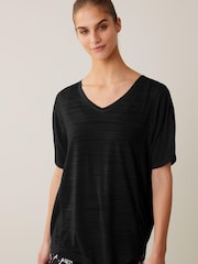 Black Next Active Sports Short Sleeve V-Neck Top - Image 1 of 5