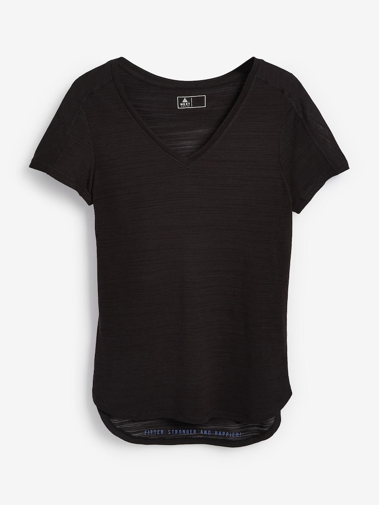 Black Next Active Sports Short Sleeve V-Neck Top - Image 5 of 5