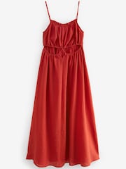 Rust Brown Cut-Out Detail Strappy Dress - Image 5 of 5